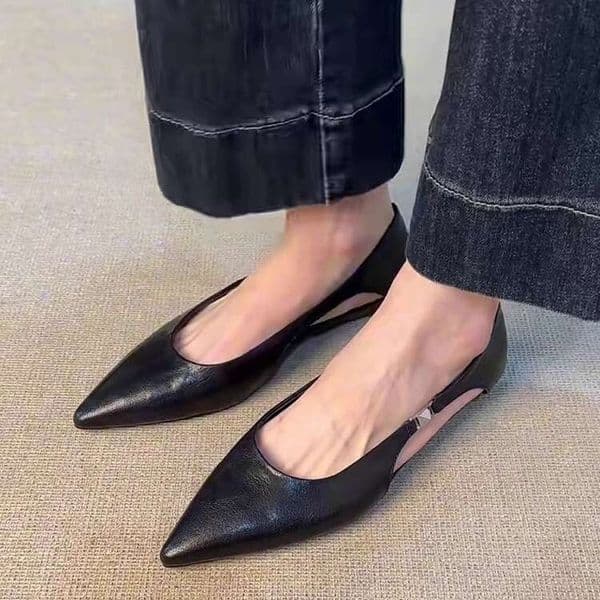 Sheepskin Version ~ Hollow Out Flat Heel Pointed Toe Mid-Hollow Small Spring Summer New Style Shallow Mouth Stunning High-End Single Shoes Designer Shoe for Women