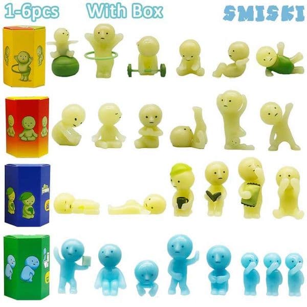 Smiski Hippers Blind Box Yoga Fitness Series Mini Figure Cute Noctilucent Decoration Doll Bedroom toilet Series Model Toy Gift