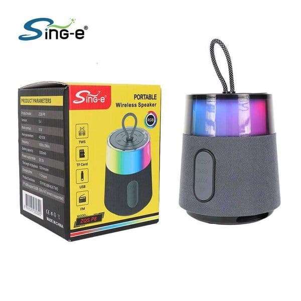 ZQS P Portable Professional Speaker Wireless Hanging Rope Design Sense BT USB TF FM AUX TWS RGB Computer For Outdoor Use