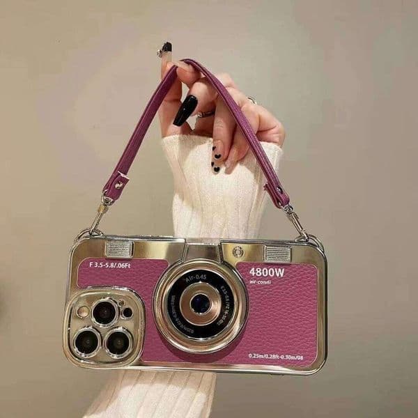 Retro Emily In Paris Case For Iphone 14 15 Plus 13 12 Pro 11 16 Pro Max Camera Phone PU Leather Bracelet Sling Cover Case Cell Phone Cases