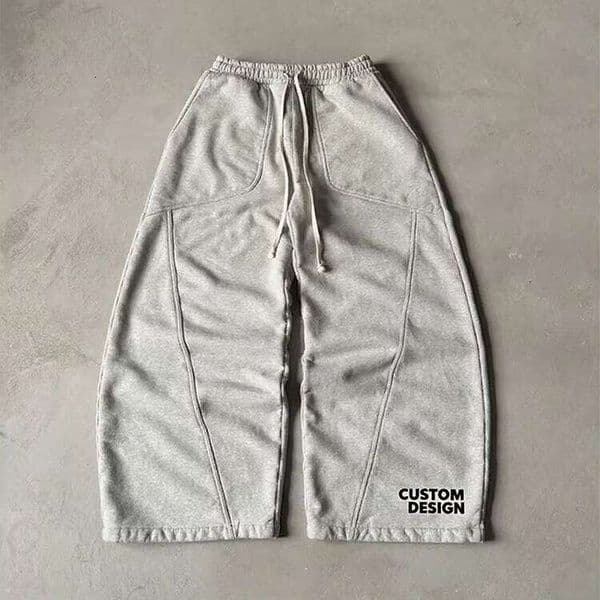 Unisex French Terry Streetwear Drawstring Elastic Waist Loose Sweatpants Heavyweight Pants Factory