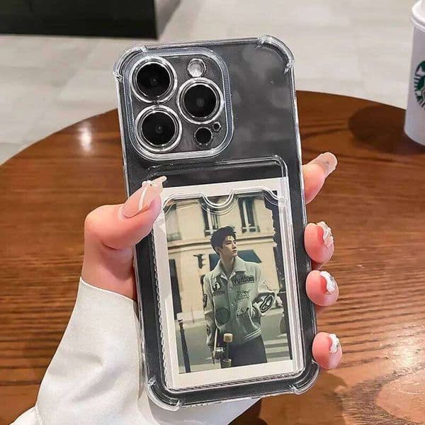 Transparent Card Slot Bag Holder Case For Iphone 15 14 13 12 11 Pro Max X XS XR 7 8 Plus Mini Clear Shockproof Soft Wallet Cover Cell Phone Cases