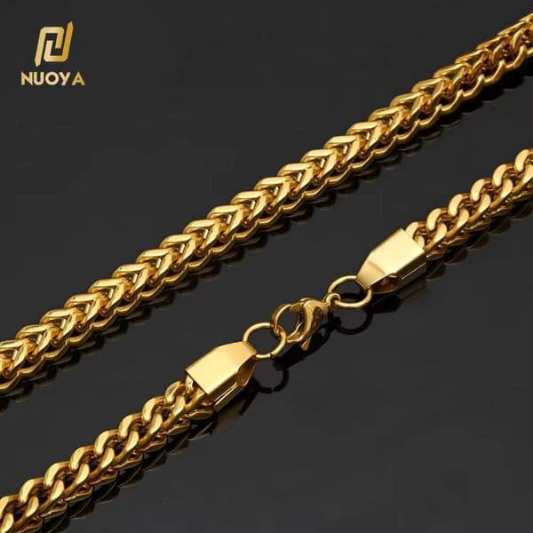 NUOAY Custom Franco Chain Necklace 18K Gold Plated Stainless Steel Hip Hop Womens Chain Necklace 456MM Wholesale Jewelry
