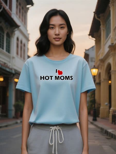 Large XL Casual Versatile Round Neck T-Shirt Featuring HOTMOMS Print A Great Gift For Lady Plus Size