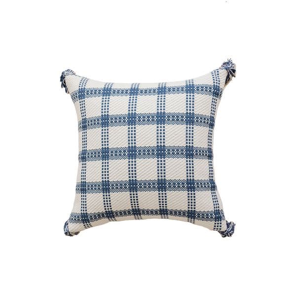 Ins Style Blue Series Living Room Sofa Bedside Multi-use Home Car Stripe Polka Dot Tassel Pillow Cushion
