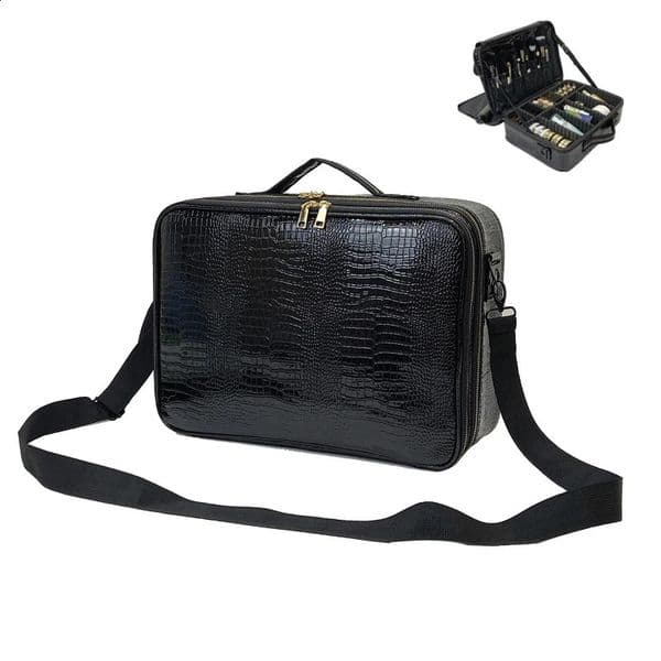 Professional Make Up Box Large Capacity Storage Travel Toiletry Makeup Suitcase PU Leather Cosmetic Bag 250904BJ