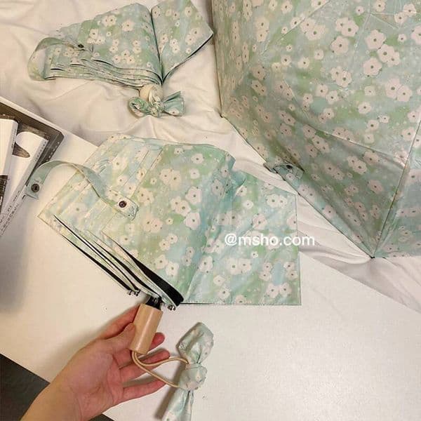 msho Refreshing Series/Sweet Girl Yaolin Flower UPF50+ Automatic Women's Dual-use and Rain Sun Protection Umbrella