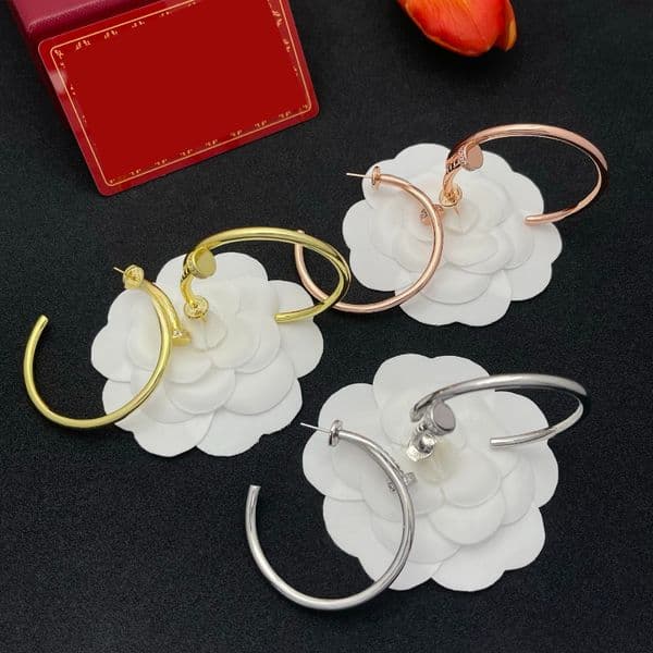 Earrings Designer for Women 925 Sterling Silver Hoop Stud Curved Nail-shaped Earrings Large Hoop Earrings Multiple Options Available