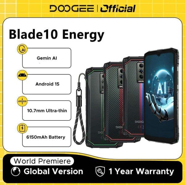 DOOGEE Blade Energy Red Phone Android Gemini AI mm Ultra thin mAh Battery Screen Widevine L Cellphone