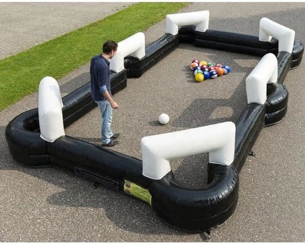 Wholesale 12mLx7mW (40x23ft) with 16balls Inflatable Snooker Ball Table Soccer Football Field Billiard Game Pitch with balls and blower For Sale