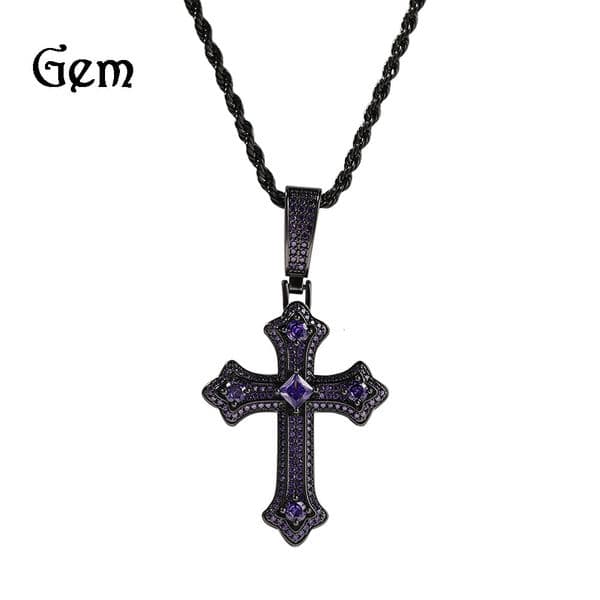 Luxury Brand Designer Jewelry European And American Jewelry Hip-Hop Cross-Shaped Inlaid Diamond Pendant Necklace Retro Niche Versatile Internet Celebrity Neckla
