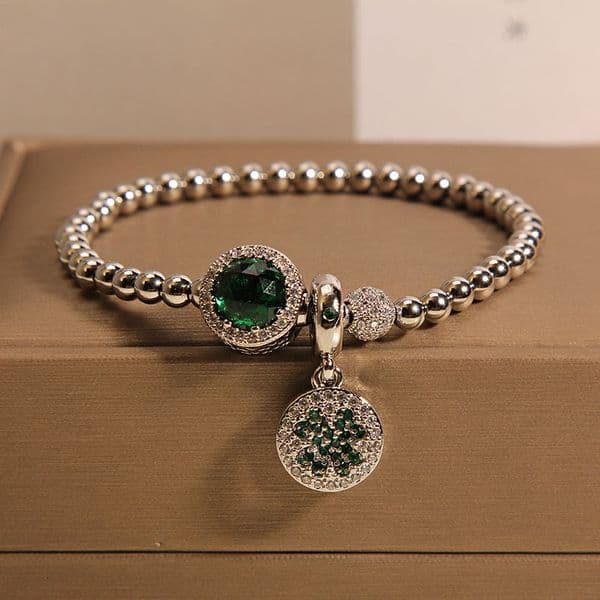 Chain Luxury Brand Designer Jewelry Fashion Style Bracelet For Women Niche Light Luxury Micro-Inlaid Green Beads Exquisite Bracelet Gift For Students