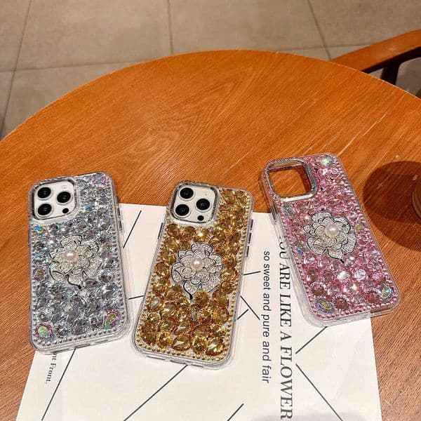 New Luxury Camellia Suitable for Rhinestone Pearl Phone Case R251211
