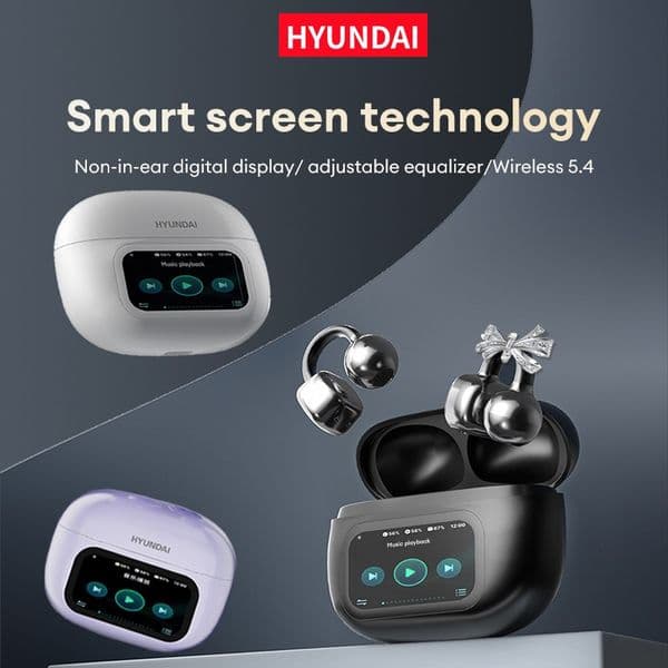 HYUNDAI HY-C02 LED Power Display Wireless Bluetooth Headphones Mic Noise Cancellation Stereo Sound Earphones dh912686698-JY