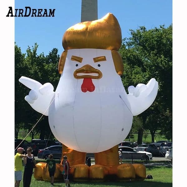 10m height (33ft) High quality inflatable chicken Turkey hen outdoor decorative cartoon balloon with blonde golden hair for advertising