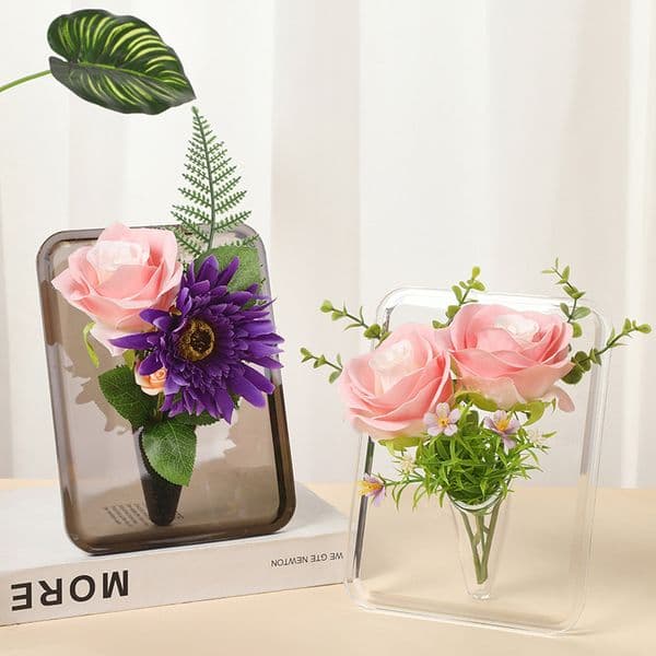 Acrylic Photo Frame Vase NEW INS Modern Art Flower Vase Desktop For Office Home Decorative Wedding Table Center Decoration Gifs