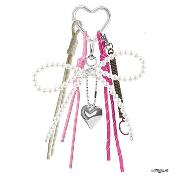 Cute Rope Pearl Bow Charms Handbags Y2k Keychain Accessories For Women Bag Purse Decor 250122 ddmylovely