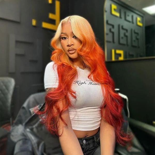 Ombre 613 Orange 200 Density Colored Lace Frontal Wigs Human Hair Body Wave Lace Front Wig 13x6 13x4 Pre Plucked Transparent 360 Full Lace Wig Synthetic