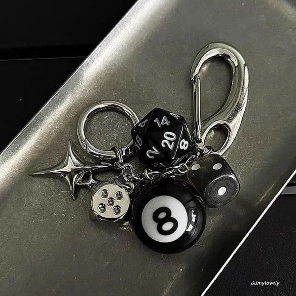Keychains Charms Pink Dice Pendant: Black Acrylic Billiards Keychain, Y2k Starburst Bag Charms, Cool Ornament Accessories ddmylovely ddmylovely ddmylovely