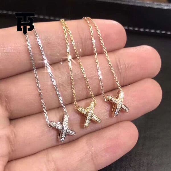 TB BHULAMTE Free Shipping New Designer Accessories Singapore Chain Elegant Cross Fate Necklace For Women Clavicle Chain 18K Gold Plated Rose Gold White Gold Gift