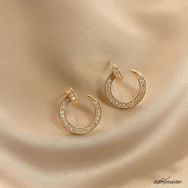 Style Nail Stud For Women Micro Inlaid Zircon High-End Circle Exquisite Temperament Sier Needle Earrings Versatile ddmymaster