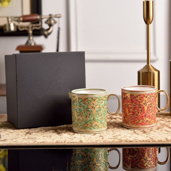 Sophisticated European Bone China Double Coffee Cup & Saucer Set, Ideal For Tea Parties, Weddings, Or Special Celebrations With Guests 12545