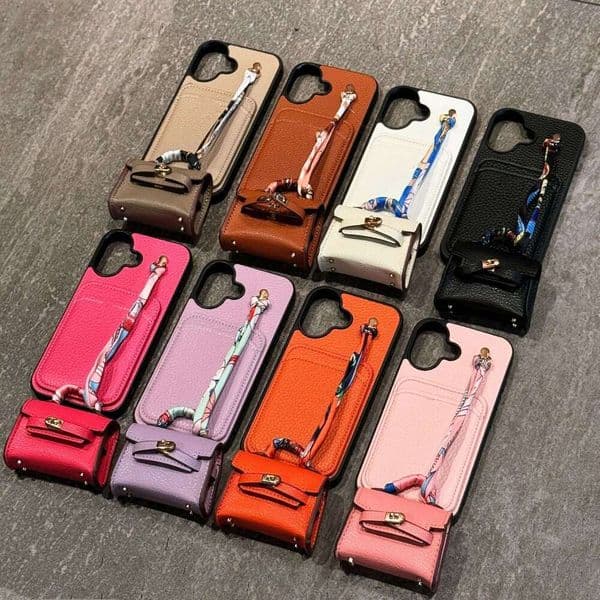 Compatible with Apple 17 iPhone 15 Pro Max Pattern Card Holder + Earphone Cover Phone Case 12 Trendy Women