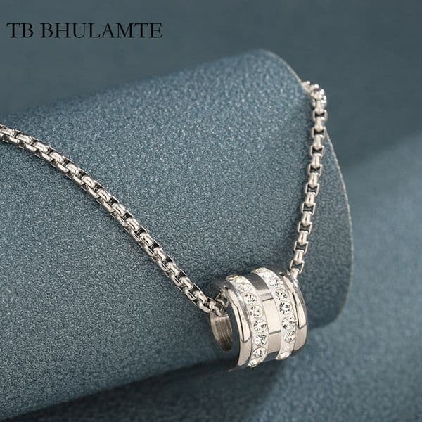 TB BHULAMTE Diamond Inlaid Steel Titanium Material Designer Necklace Accessories Men's Fashion Personality Lucky Pendant Luxury High-end Niche Women's Jewelry