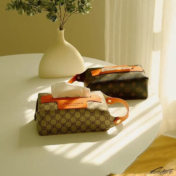 Designer Retro Furniture Tissue Box PU Napkin Holder Desktop Bedroom Coffee Table Paper Drawer Leather Car Universal Organizer Classic Letter ddmyEarth