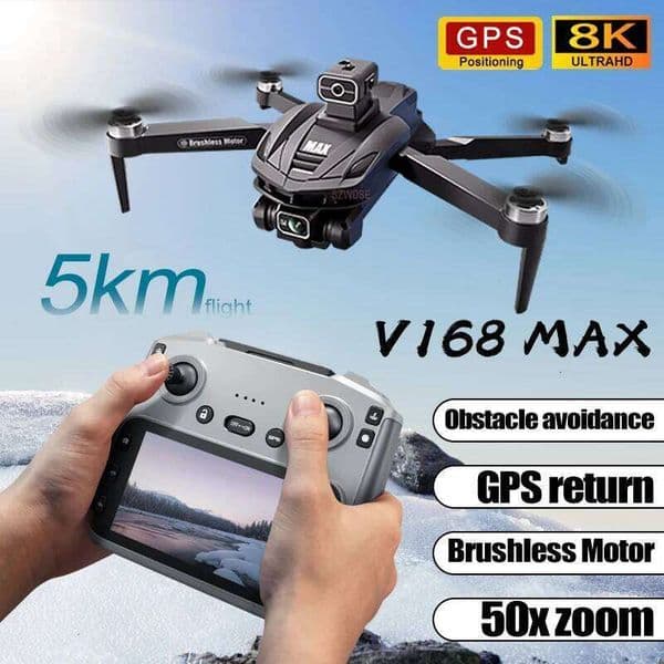 V168 MAX PRO Drone GPS Automatic Return 8K Professional With HD Camera 5G WIFI FPV Brushless RC Quadcopter Obstacle Avoidance Aerial Photography