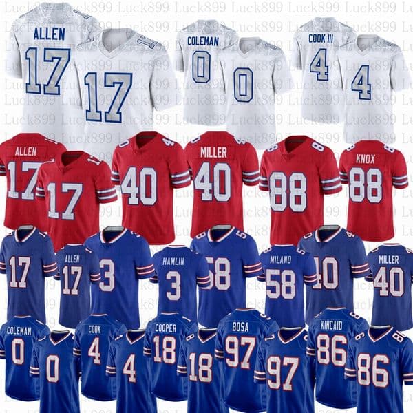 2025 Rivalries Josh Allen Keon Coleman Football Jersey Maxwell Hairston Dalton Kincaid Andreessen Matt Milano Joey Bosa Cook Kelly Dawson Knox Hamlin Khalil