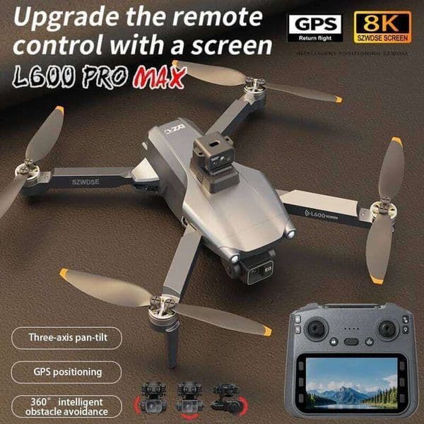 L600 PRO MAX Drone 8K Professional HD Camera With Screen GPS 5G WIFI Obstacle Avoidance Brushless Foldable Quadcopter RC Drones