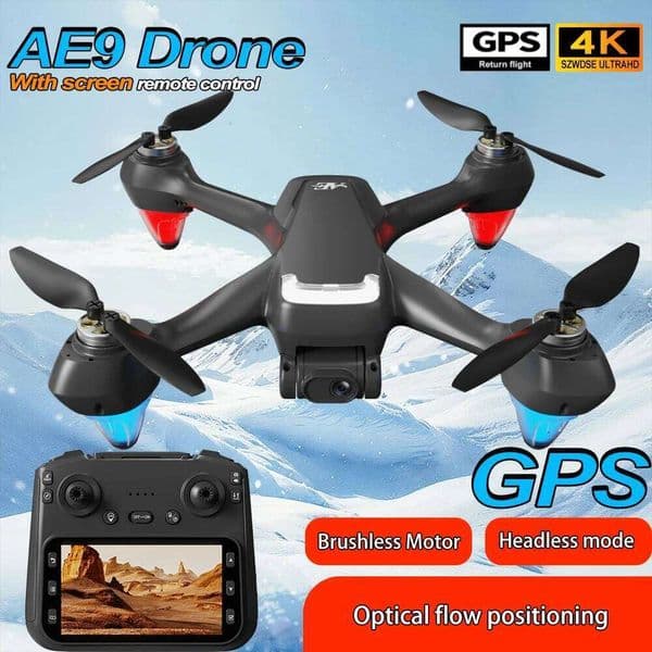 New Ae9 GPS 4K Dual Camera Optical Flow Positioning Brushless Motor With Screen Headless Mode Endurance RC Drone Aerial photography