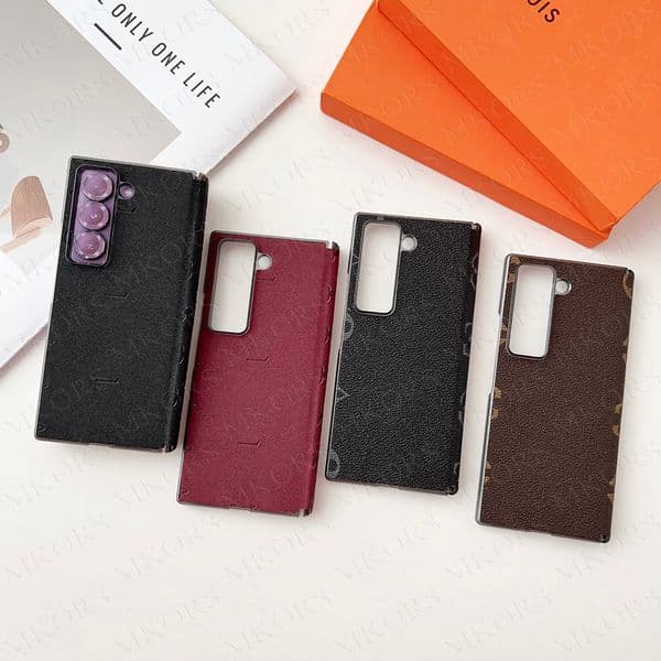 Designer Cell Phone Case for Samsung Z Fold 7 6 5 Folio Leather Galaxy Fold7 Fold6 Fold5 Emboss Floral Letter Fundas Back Anti-knock Cover