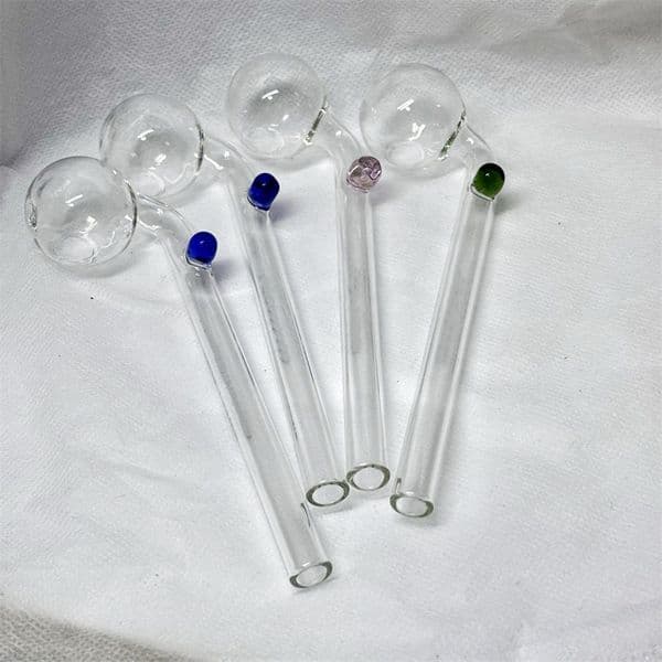 Pyrex Glass Oil Burner Pipe SP 14cm Curved Bent Hand Tube Water Smoking Pipe