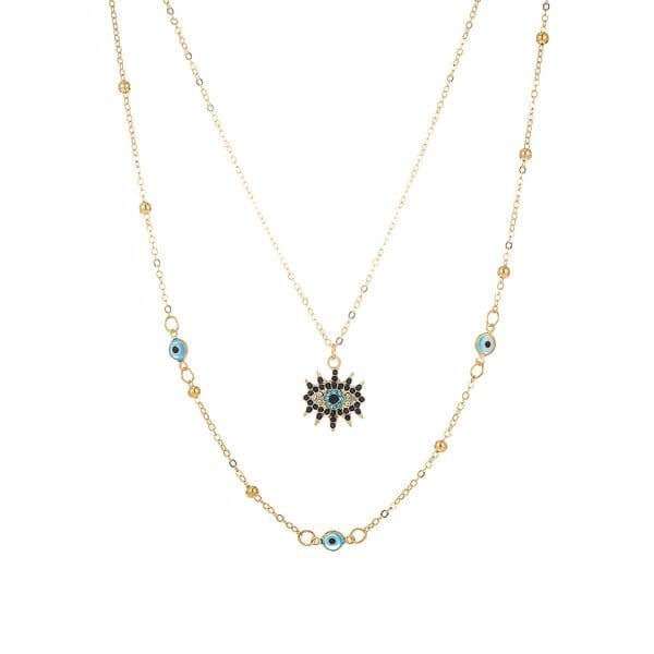 Boho Chic Evil Eye Choker Women Multilayer Nazar Boncuk Beads with Austrian Crystal Charm Necklace Trendy Turkish Jewelry Brithday Gift for Mom Friends