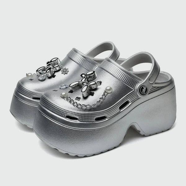 Women Embellished Platform Clogs Summer 2024 Comfortable Slip On Wedge Sandals Woman Fashion Chain Thick Sole Garden Shoes Ladies ddmypanda