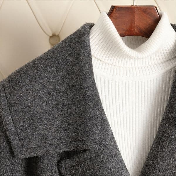 D6171 New autumn and winter lace-up lapel slim wool coat