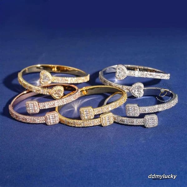Ready Stock Good Quality Affordable Iced Out Bangle Bracelet Gold Plated Necklace Moissanite Jewelry Hip Hop Rock Gifts ddmyLucky