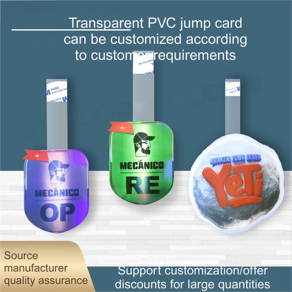 Other Packaging & Printing Products Custom Supermarket Pop Card - PVC Jumping Card with Transparent Strip, Plastic Printed White Card, Customizable for Retail Displays