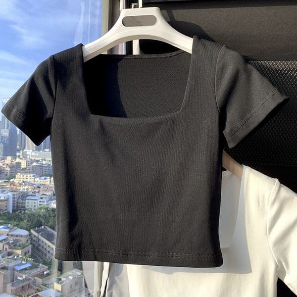 C6092 Korean style high waist short slim fit T-shirt