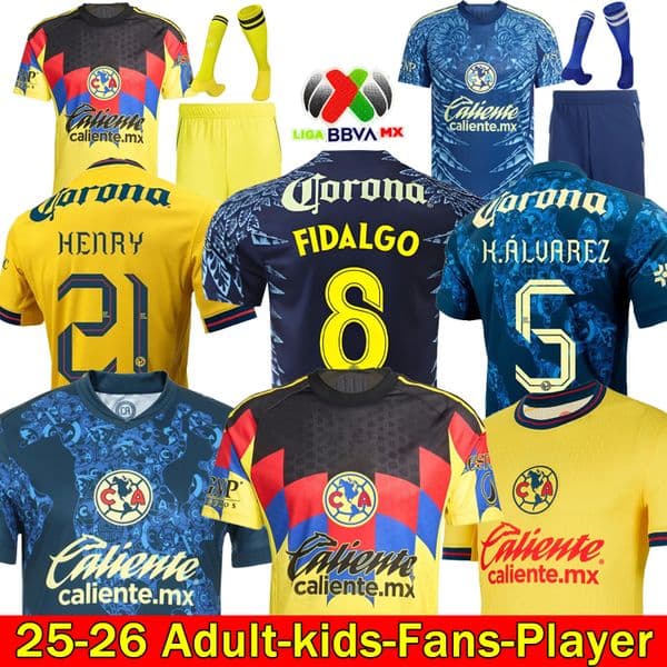 NEW 25 26 MAXI 97 ClUb AmEriCa Soccer Jerseys CA Liga MX 2025 2026 K.ALVAREZ LOZANO HENRY Long sleeves Player Football Shirts goalkeeper L.MALAGON Men kids kits set
