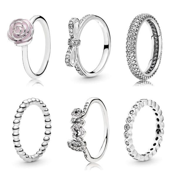 S925 sterling silver love heart designer ring for woman girls lovely cz zircon star crown retro vintage band rings Ring jewelry