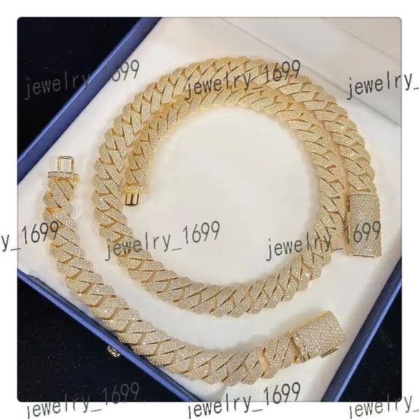 Custom Hip Hop 18mm Honeycomb Setting VVS Moissanite Diamond Iced Out Cuban Link Chain