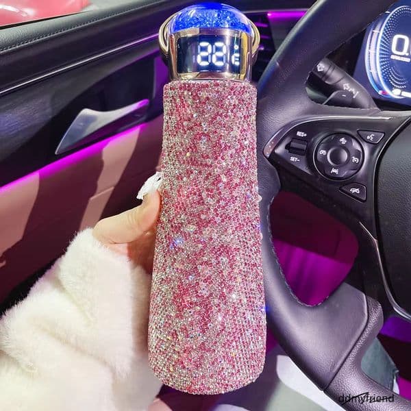 Rhie Decorated Smart Cup Stainless Steel Insulated Flask With LED Temperature Display Thermal Bottle For Women Thermos Mug ddmyfriend