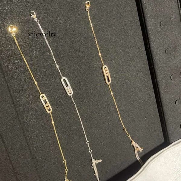 Designer Minimalist Three Sliding Full Dia Necklace Women's Fashion and Lock Chain Bracelet for Girls' Daily Outfits - Jewelry Gift