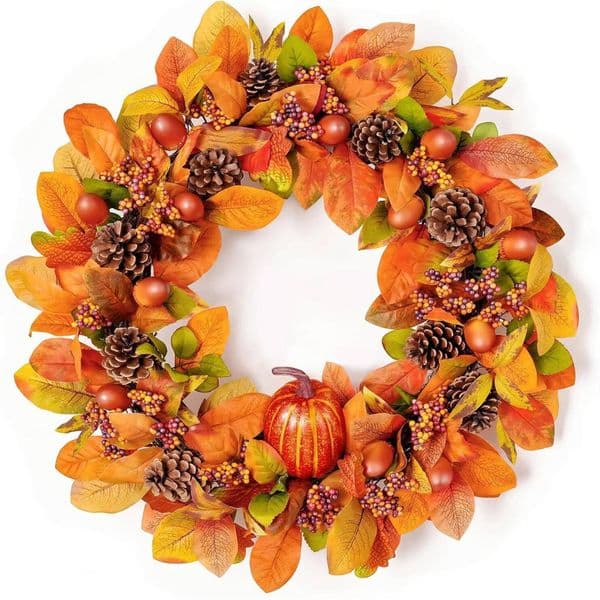 Custom-Made Wholesale Decorative Polyester Fabric Pumpkin Artificial Wreaths Manufacturer