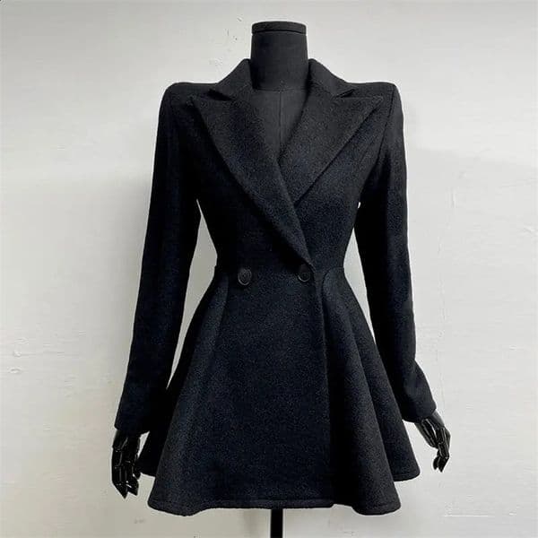 Fashion Womens Winter Elegant Faux Wool Woolen Jacket Warm Coat Vintage Loose Solid Autumn Long Overcoat Female Clothes 240729