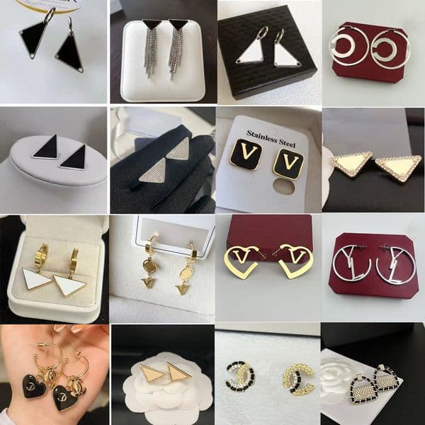200 Styles Mixed Random Shipment Designer 18K Gold Designer Stainless Steel Stud Women Men Letter Earrings Wedding Jewelry