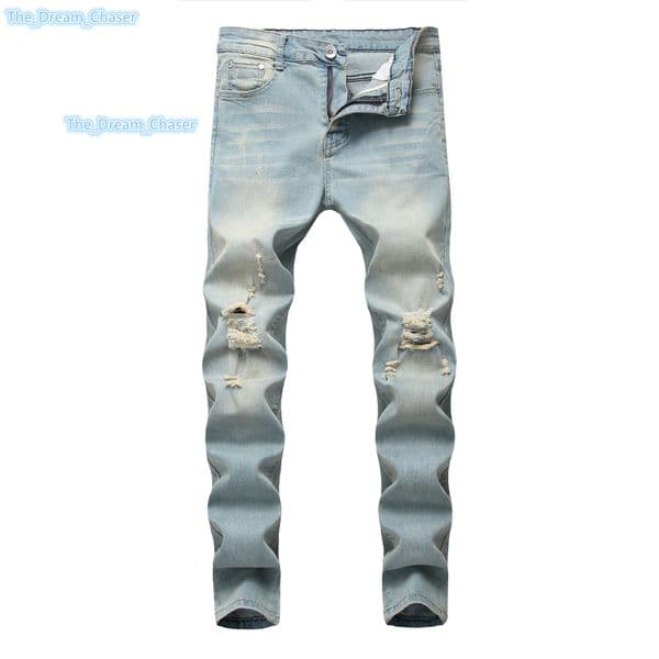 D0814TA09 New Arrivals Washed Denim Ripped Straight Leg Casual Jeans for Man Sehe Fashion